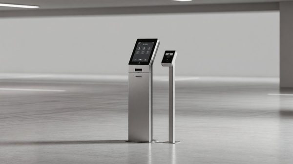 Access control card reader at a parking facility entrance