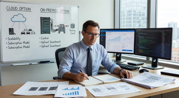 IT professional weighing cloud and on-premise server options for parking software deployment