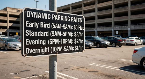Parking rate display showing dynamic pricing tiers