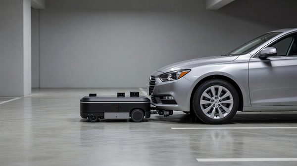 License plate recognition camera mounted at a parking facility entrance