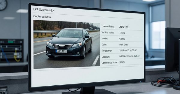 License plate recognition software interface showing vehicle data