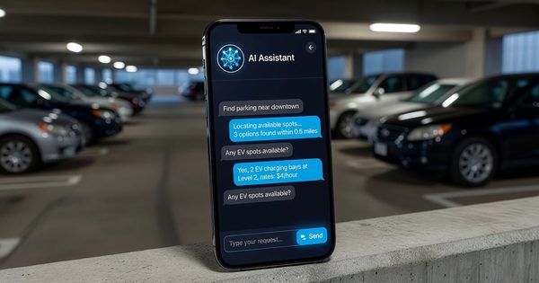 AI chatbot interface on parking mobile app