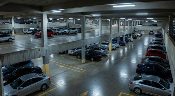 Surveillance camera overview of a parking facility